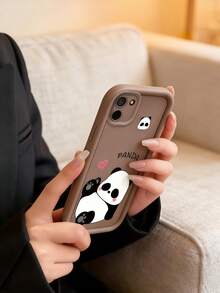1pc Gradient Frame Dopamine Matte Cute Panda Heart Pattern Phone Case, Minimalist Design, Soft Cute Cartoon Style, Perfect Protection For Your Phone, Suitable For Honor X7/Galaxy A56 5G/ Smart 8/ Hot 40/Transsion Spark 30C/Spark Go 2024/ Note 14 5G/ E22/E22i/ A54 - Brown - View 4