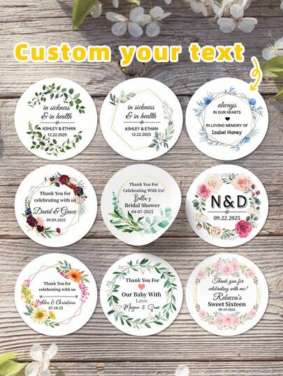 1-100pcs Custom Labels, Wedding Thank You Stickers, Wedding Decoration Stickers, Custom Text Labels, Banquet Thank You Stickers, Custom Name Stickers, Waterproof Stickers, Perfect For Gift Wrapping, Thank You Cards, Invitations, Gift Boxes, Personalized, Stylish, High-Quality, Unique, Beautiful Stickers, Ideal For Family, Friends, Classmates, Colleagues, Married Couples, Couples, Great For Weddings, Parties, Birthday Celebrations, Thank You Banquets