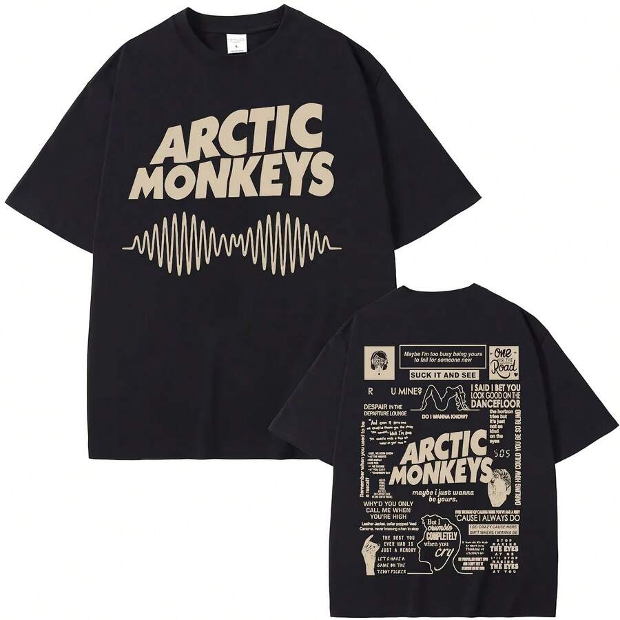 Retro Arctic Monkey Album Tour Double Sided Pattern T-Shirt 2026 Summer Men's Women's Hip Hop Punk R - màu đen - Xem 1