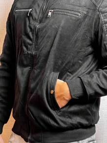 Premium Men's Jacket In Waterproof Leather And Suede – Lined And Thermal - 黑色 - 查看 3