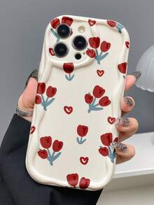 1 chiếc ốp lưng điện thoại hình trái tim hoa hồng viền lượn sóng sáng tạo, tương thích với iPhone 7/8/X/XR/XS Max/11/12/13/14/15/16/17 Pro Max, Galaxy A14/A15/A16/A17/A04/A05/A06/A07/A54/A55/A56/A57/A34/A35/A36/A37/S26/S26 Plus/S26 Ultra, Transsion SMART7/8/9/10, phiên bản quốc tế, không phải phiên bản nội địa. - màu trắng kem - Xem 2