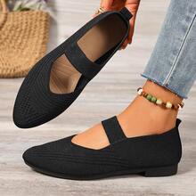 女士休闲平底一脚蹬鞋，简约纹理鞋面，时尚百搭，轻便舒适，适合通勤、散步等各种场合，四季皆宜 - 黑色 - 查看 4