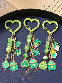 新款流行时尚串珠幸运帽钥匙扣/钥匙圈/坩埚四叶草钥匙扣/包包挂件 - 彩色 - 查看 1