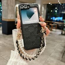 钥匙扣挂绳款女士手机壳，侧边压纹搭扣系列，玫瑰花瓣设计，带挂绳，可折叠手机壳，适用于三星 Galaxy Z Flip7、Galaxy Z Flip7FE、Galaxy Z Flip6、Galaxy Z Flip5，时尚、流行、优雅的手机保护套 - 彩色 - 查看 20