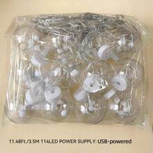 1 buah Lampu Tirai LED 114 LED, Lebar 3,5 Meter, Lampu String Bola Harapan Warna Hangat, Lampu String Bola Transparan dengan Antarmuka USB, Dekorasi Gantung, Cocok untuk Natal, Thanksgiving, Ulang Tahun, dan Dekorasi Pesta Dalam Ruangan - Tirai Bola Harapan - View 12