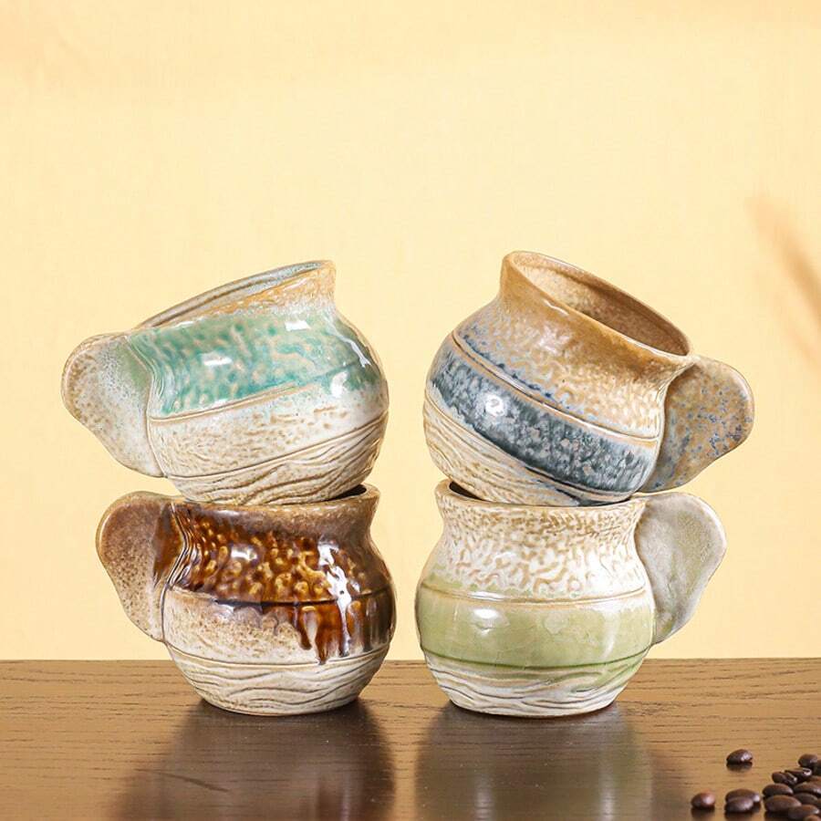 High-End Ceramic Espresso Cup Set, Professional Espresso/Latte Art Cup, Small Capacity, Japanese Elegant Design, Embossed Mug, Tasting Cup - Multicolor - View 1