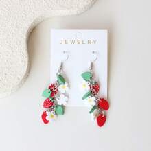 1 Đôi bông tai dáng dài bằng acrylic hình lá và quả mùa xuân/hè dành cho nữ, làm thủ công, dễ thương và thanh lịch, phù hợp cho sử dụng hàng ngày, dự tiệc, ngày lễ, làm quà tặng. - Y1238 - Xem 2