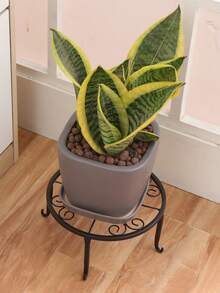 1/2pcs Classic Iron Flower Stand, Round Metal Planter Holder With Floral Pattern, Lightweight Baked Paint Potted Plant Display Rack, Multi-Purpose Indoor/Outdoor Garden Container Holder - Round - View 6