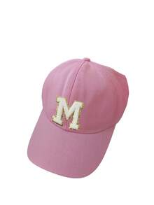 1pc A-Z Letter Backless Ponytail Baseball Cap, Girl Fashion Sports Sun Protection Hat - Pink - View 10