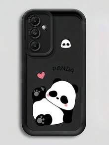 1pc Gradient Frame Dopamine Matte Cute Panda Heart Pattern Phone Case, Soft Protective Cover, Minimalist Design, Adorable Cartoon Style, Suitable For Honor X7/Galaxy A56 5G/ Smart 8/ Hot 40/Transsion Spark 30C/Spark Go 2024/ Note 14 5G/ E22/E22i/ A54 - Black - View 6