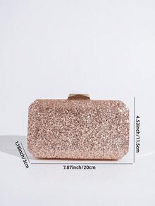Shiny Sequin Evening Clutch Bag, Shoulder Strap Chain Crossbody Bag For Women - Champagne - View 7