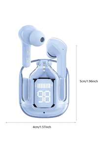 Nuevos auriculares inalámbricos TWS con pantalla táctil transparente y baja latencia, carga tipo C, Bluetooth 5.3 semi-intrauriculares inalámbricos para deportes con batería de larga duración - Azul - Ver 10