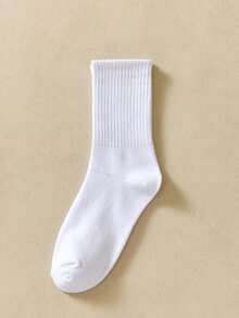 6 Pairs Of White Women Mid-Calf Socks, Fall - White - View 7