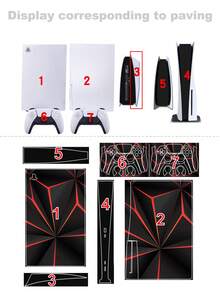 6pcs P5 Game Console Stickers With Red & Black Patterns, Dust-Proof And Wear-Resistant - View 8