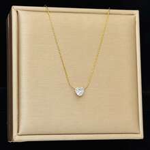 钛钢镀金立方氧化锆项链，奢华优雅的珠宝，适合圣诞节、新年、婚礼、浪漫礼物和日常佩戴 - 彩色 - 查看 2