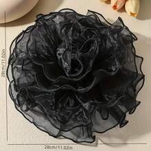 Elegante broche hecho a mano de 28CM con forma de rosa de encaje, Pin Floral exagerado francés a para mujer, regalo de joyas de LA9H - Negro - Ver 6