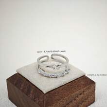 1pc Elegant Cute Butterfly Zirconia Double-Layer Open Ring Suitable For Women - Silver - View 2