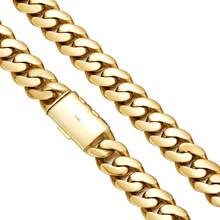 2pcs 14K Gold Plated Hip Hop Jewelry Set For Men, 14mm Thick Stainless Steel Curb Link Chain, Punk Clamshell Buckle Necklace & Bracelet - Gold - View 6