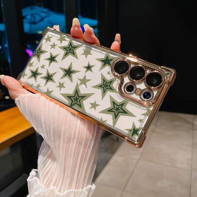 1 miếng dán màn hình điện thoại hình ngôi sao vàng sáng bóng, bốn góc, có khả năng hấp thụ sốc, tương thích với Apple 7/8/X/XR/XS Max/11/12/13/14/15/16/17 Pro Max, Galaxy A14/A15/A16/A17/A04/A05/A06/A07/A54/A55/A56/A57/A34/A35A/36/A37/S26/S26 Plus/S26 Ultra, Transsion SMART7/8/10, Honor 400/400 Pro/400 Lite. Ốp lưng điện thoại mềm mại, bao phủ toàn diện.