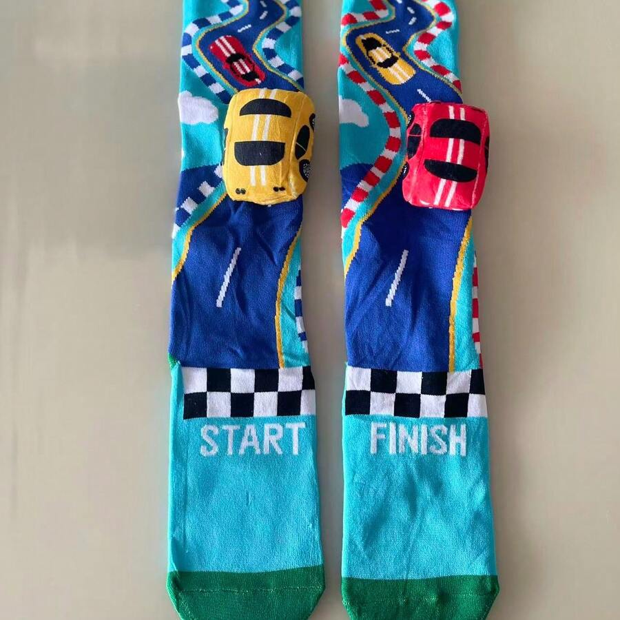 Girls' 3D Mid-Calf Socks With Cute Applique And Character Print - 8 - 查看 1