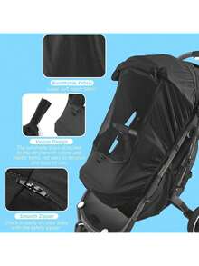 Baby Stroller Sun Shade, Infant Pram Sunshade Canopy, Summer Stroller Sun Visor - Black - View 9