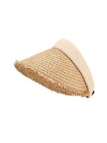 1pc Breathable Sunscreen Straw Hat, Transparent Sunshade Beach Vacation Hat, Wide Brim Summer Straw Hat For Women - View 8
