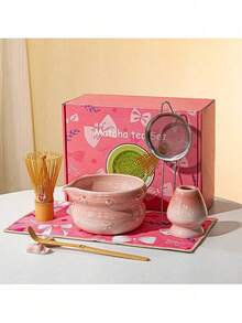 Matcha Set - 8-Piece Set, Including Matcha Brush, Measuring Spoon, Tea Utensils, Tea Bowl, And Stand. Pink Matcha Set, Perfect As A Gift For Lovers, Friends, Colleagues, Or Family, Suitable For Daily Use, Parties, Birthdays, Anniversaries, Mother's Day, Valentine's Day, And Easter (Pink). - Pink - View 9