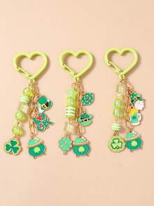 新款流行时尚串珠幸运帽钥匙扣/钥匙圈/坩埚四叶草钥匙扣/包包挂件 - 彩色 - 查看 3