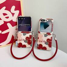 钥匙扣挂绳款女士手机壳，侧边压纹搭扣系列，玫瑰花瓣设计，带挂绳，可折叠手机壳，适用于三星 Galaxy Z Flip7、Galaxy Z Flip7FE、Galaxy Z Flip6、Galaxy Z Flip5，时尚、流行、优雅的手机保护套 - 彩色 - 查看 7
