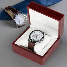1pc Premium Wooden Gift Box, Customized Wooden Watch Packaging Box - Multicolor - View 2