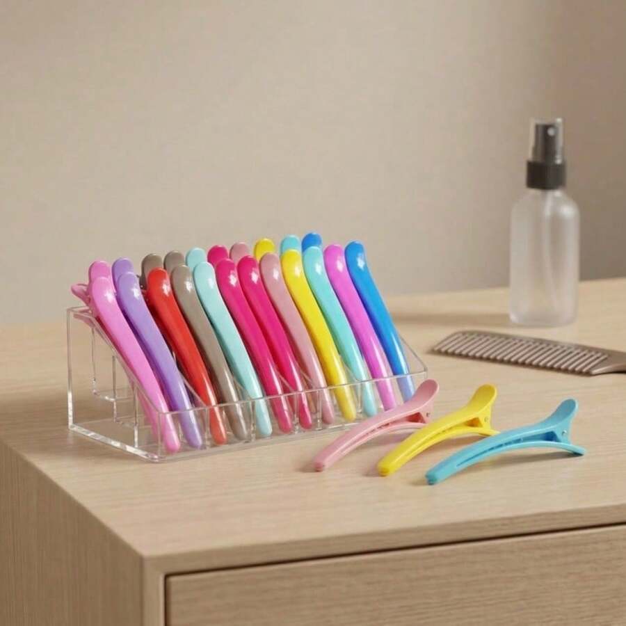 20pcs Matte Finish Sectioning Duckbill Hair Clips With Positioning Function - Multicolor - View 1