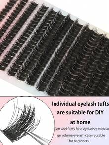 14 Rows, 280pcs/Set Individual Lash Clusters, 80D D Curl, 8-16mm Length, Extra Thick & Fluffy & Natural Look, Reusable, Individual Lash Extension Kit, Suitable For Home Use, Daily Wear, Wedding, Date, Party, Travel, Spring Occasions. Lash Clusters, Individual Lashes, False Eyelashes - View 3