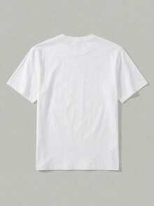 T-Shirt Basic For Men With Scollo Rotondo E Stampa, Realizzata In Pure Cotone, With Stampa Raffinata, Adatta For The Primavera And The Estate, For The User Quotidiano, For The Attività All'aperto, For The Postamenti And For The School. - 白色 - 查看 3