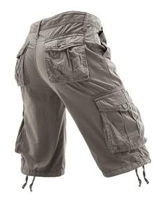 Men's 100% Cotton Cargo Shorts Solid Color Casual Lightweight Multi Flap Pockets Large Capacity Storage Outdoor Hiking Camping Daily Wear Breathable Comfy Summer Shorts Male Durable Streetwear - 灰色 - 查看 4