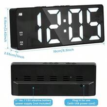 RAF 1pc LED Mirror Digital Alarm Clock With Snooze Function, Displays Time, Desk/Bedside Electronic Clock, USB Powered, For Bedroom, Office, Home Decor - Multicolor - View 6