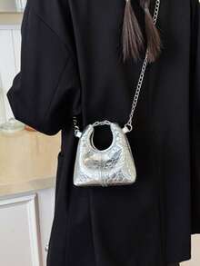 1个多色亮面PU皮革菱形纹理迷你手提包，时尚通勤手提包 - 彩色 - 查看 3