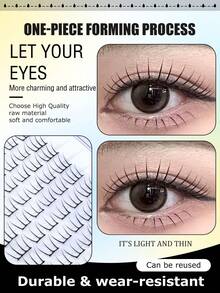 60片/套 薄片D卷动漫猫爪3D自然款假睫毛，轻盈日常佩戴及约会妆容 - 查看 4