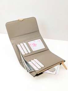 MINGYOU Short Green Flame Elegant Clasp Women's PU Wallet, Zipper Multi-Functional Large Capacity Card Holder, Sweet Cute Fashion Young Minimalist Easy To Carry - Camel - View 4