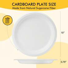 50/100/150pcs Brown/White Round Paper Plates, 100% Compostable, Sugarcane Plates, BPI Certified Bagasse Tableware, Suitable For Daily Meals, Parties, Weddings, BBQs - Brown - View 3