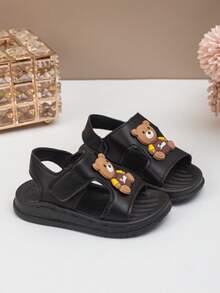 1 Pair Kids Summer Sandals, Fashionable Boys' Soft Bottom Anti-Slip Toddler Shoes, Children Shoes For Girls - Black - View 4