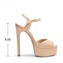 Women Platform 5.75'' Ultra High Heeled Sandals 2026 New Summer Open Toe Adjustable Ankle Strap Dress Shoes Sexy Party Runway Stiletto Heels - Màu be - Xem 5