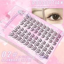 DOUDOUTIAN 60 Clusters Swallow Style Manga Upper Eyelashes Segmented Curly Natural Eye Lifting Reusable Easy Wear For Novices Daily Commute Makeup - C - View 7