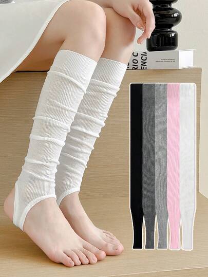 1 Pair Women's Leg Warmers, Multi-Color Ballet Style Stirrup Leg Warmers, Thin Solid Color Slimming Leg Warmers For Spring/Summer