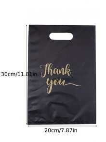 150pcs Black Plastic Gift Bags With "Thank You" Design - Durable, Fashionable, Reusable, 3 Sizes (Small, Medium, Large), Suitable For Retail Or Gift Shop Packaging, Gift Bags, Gift Wrapping, Fashion Packaging, Sturdy And Durable - Black Thank You Gift Bag Set - View 4