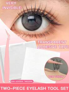 216/432片免胶自粘假睫毛簇，防水，可重复使用，持久粘性，隐形设计，睫毛嫁接工具，簇状假睫毛条，睫毛胶替代品，化妆工具，免胶假睫毛簇 - 無色 - 查看 3