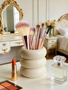 1个INS风树脂化妆刷收纳盒，可用作刷具整理器、桌面笔筒、梳妆托盘，适合度假、海滩、浴室、卧室等场合，大容量，是送给女朋友、圣诞节、化妆包、旅行必备的绝佳礼物。 - 彩色 - 查看 2