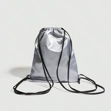 Ribbon Satin Rope Backpack Y2K Silver Gray Bundle Cute Backpack - Bạc - Xem 4