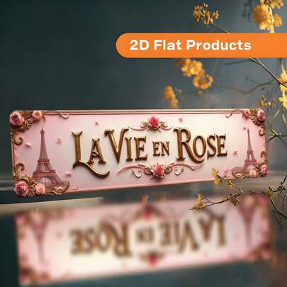 Vintage Paris Eiffel Tower With Rose Gold Metal Wall Decor - French Retro Decor In Pink, Suitable For Paris Themed Room, Bar, Christmas Etc. - Hanging Plaque With Eiffel Tower Letter (15.75x3.94 Inches), 2D Flat Design