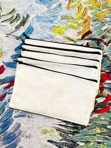 5/10/20/50 piezas Bolsas de lona en blanco para pintura DIY, impresión digital, manualidades. Adecuado para volver a la escuela, fiestas, decoración de eventos de spa, bolsas de regalo reutilizables, bolsas de cosméticos portátiles, juegos de maquillaje de viaje. Juegos de regalo expresivos para dibujar, almacenar bocadillos y regalos, bolsos y carteras lindos. - Beis - Ver 41