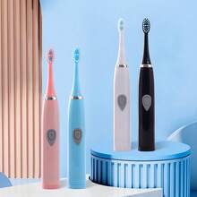 Electric Toothbrush, Available In Five Colors, Including 3 Replacement Brush Heads, Soft Bristles, Deep Oral Cleansing, Oral Care Products, No Complicated Operation, Can Be Used In The Bathroom, Party Decoration, Gift Recommendation - Black - View 5